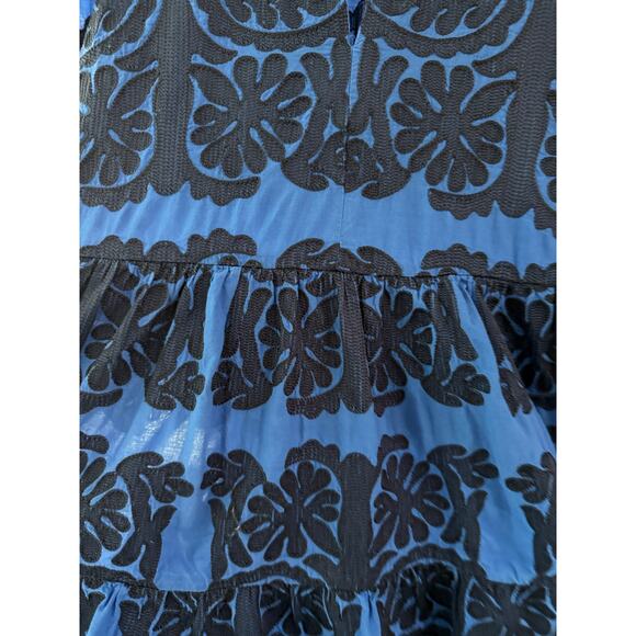 Zara Embroidered Fit & Flare Mini Dress Blue Size Small - Picture 9 of 10